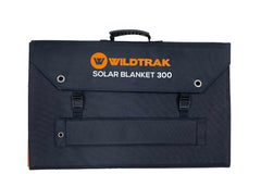 Wildtrak™ 300W Folding Solar Blanket (A-Grade with ETFE Coating, Built in Stand, IP65 Waterproof & Carry Bag) for Off-Grid Living, Camping, 4WD & Caravan Adventures