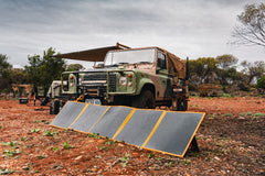 Wildtrak™ 300W Folding Solar Blanket (A-Grade with ETFE Coating, Built in Stand, IP65 Waterproof & Carry Bag) for Off-Grid Living, Camping, 4WD & Caravan Adventures