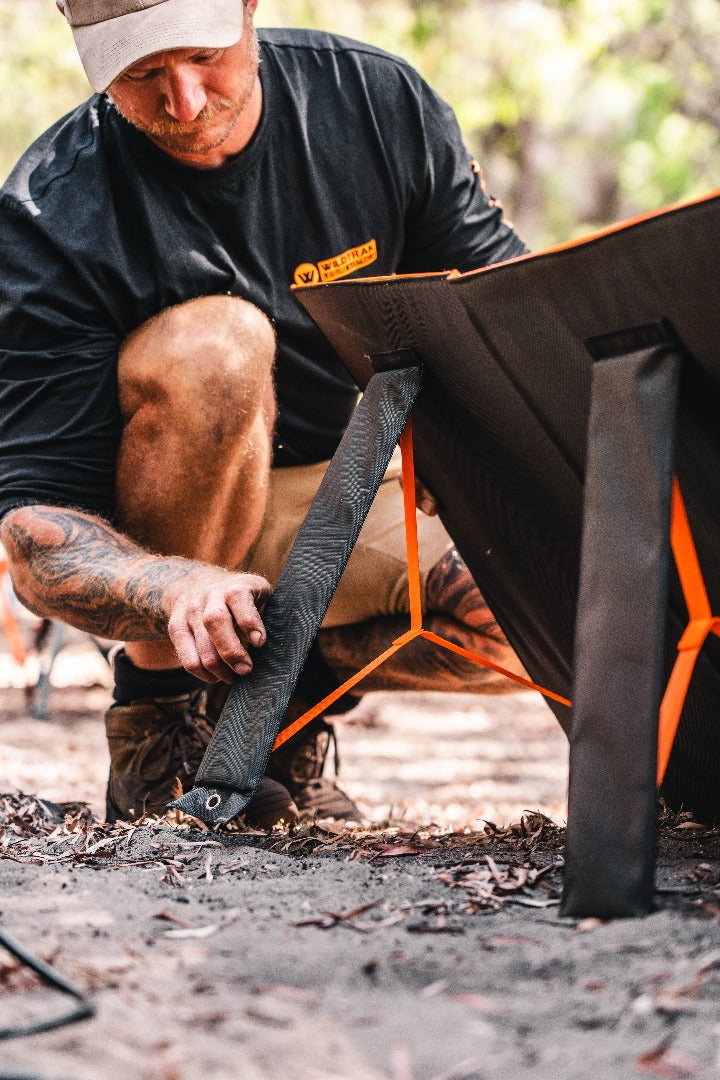 Wildtrak™ 300W Folding Solar Blanket (A-Grade with ETFE Coating, Built in Stand, IP65 Waterproof & Carry Bag) for Off-Grid Living, Camping, 4WD & Caravan Adventures