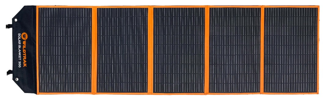 Wildtrak™ 300W Folding Solar Blanket (A-Grade with ETFE Coating, Built in Stand, IP65 Waterproof & Carry Bag) for Off-Grid Living, Camping, 4WD & Caravan Adventures